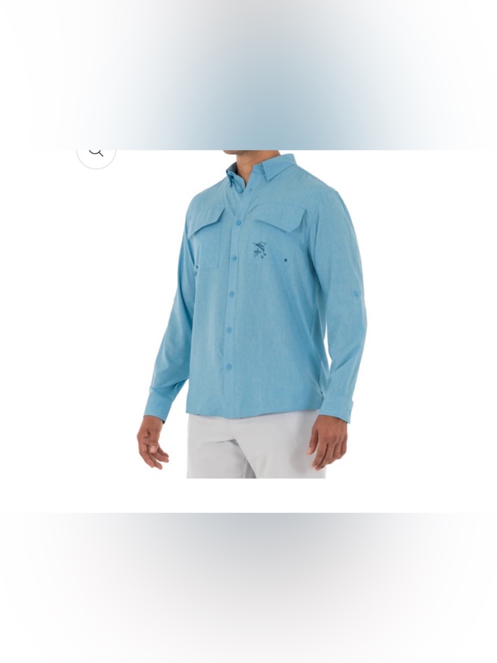 Guy Harvey Men UPF Light Blue Long Sleeve Fishing Shirt Sz: XXL Vented Quick Dry